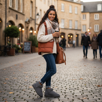 Damen Winterboots Gefüttert Warm mit Wollfutter