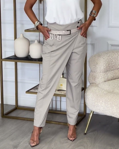 Modische Damen-Hose Patchwork Einfarbig