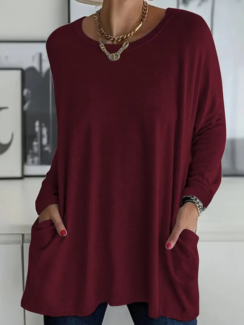 Damen Langarmshirt Lockeres Freizeitshirt Modern