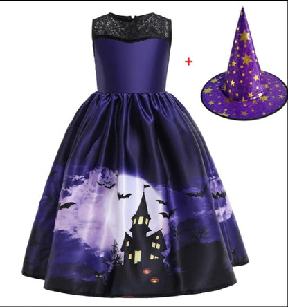BerlinGlamour Halloween Prinzessin Kleid mit Halloween-Druck