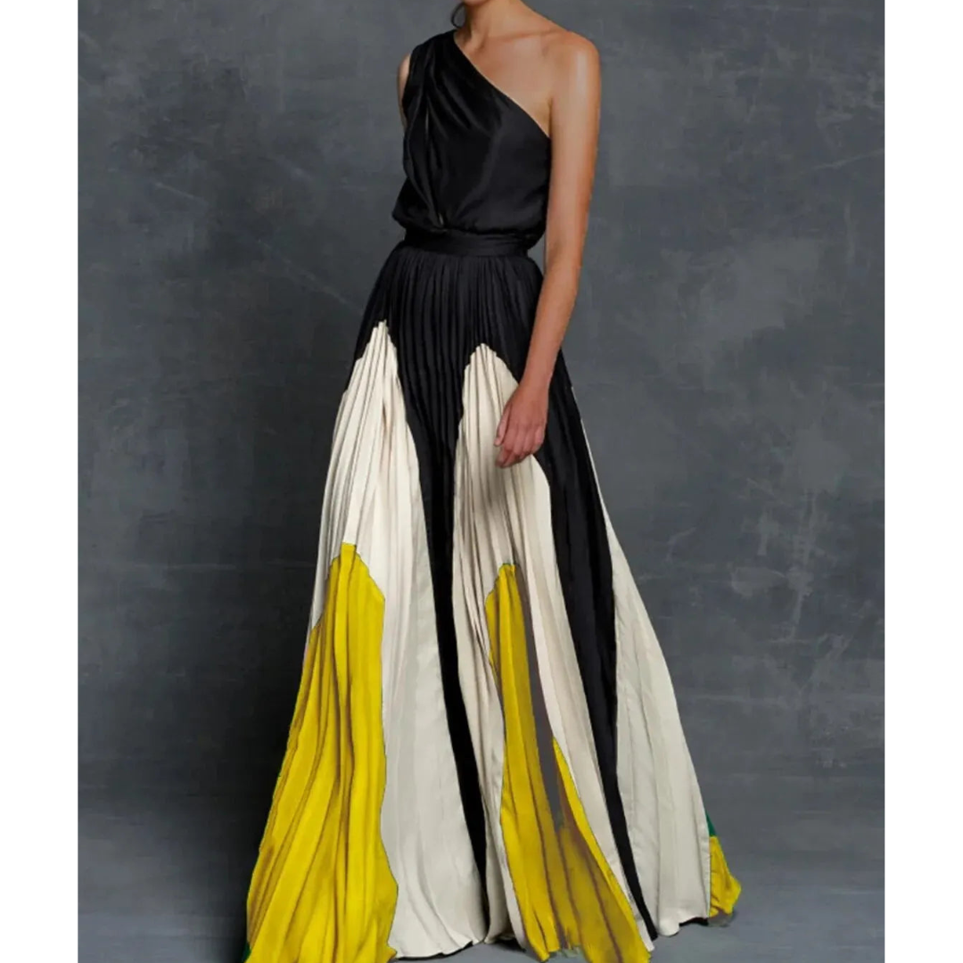 Damen Maxikleid Modern Asymmetrisch Schulter Fließend - BerlinGlamour