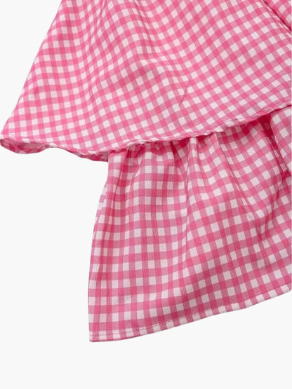 Sommerkleid Rosa Weiß Kariert Damenkleid Elegant