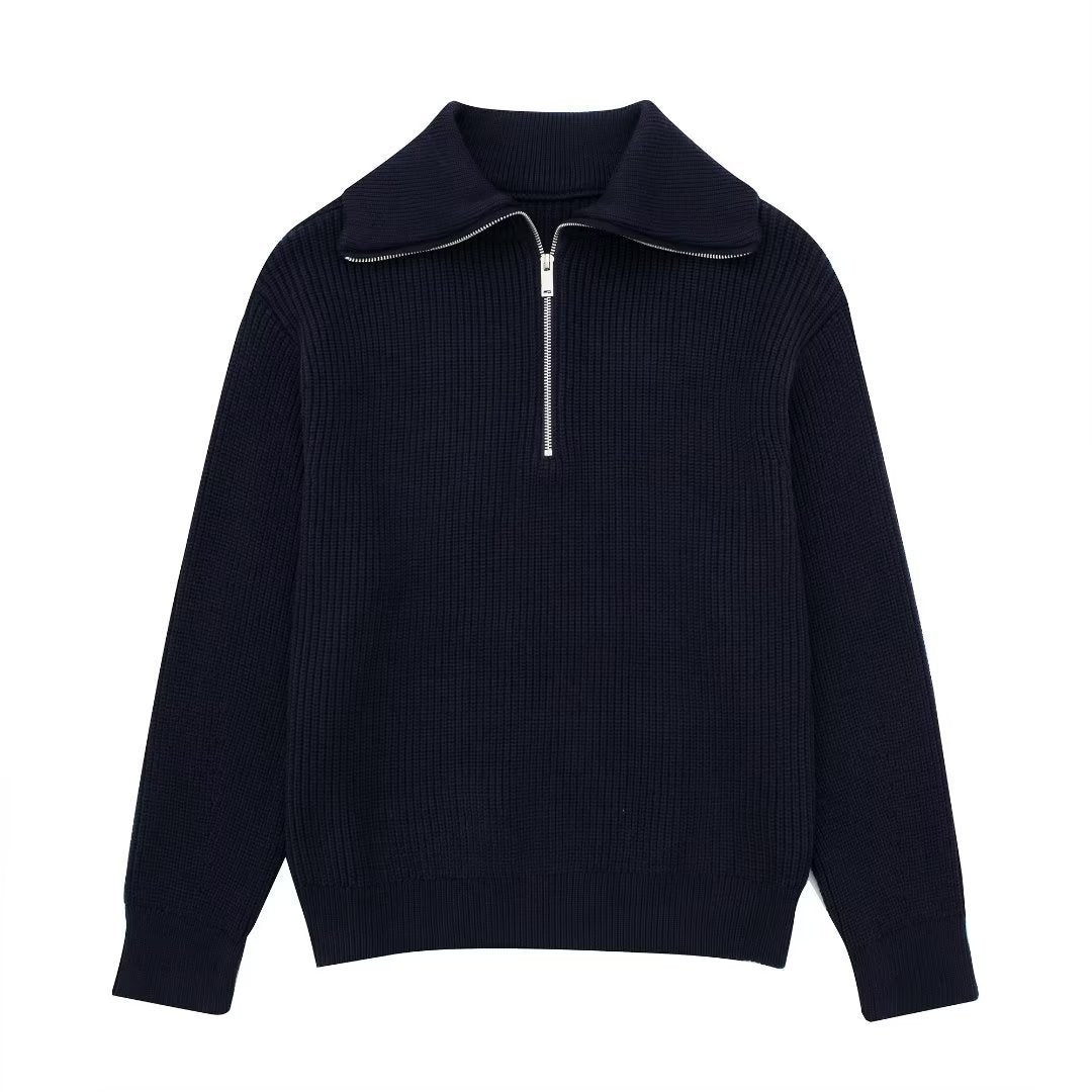 Wollpullover Damen Offener Kragen Glamour Style