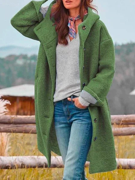 Damen Wintermantel Oversize mit Knöpfen Lang