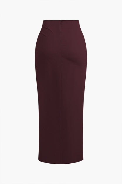 Fridoline | Damen Midirock Elegant Wickelrock Hochgeschlitzt