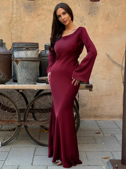 Elegantes Maxi-Kleid Langärmlig Für Damen