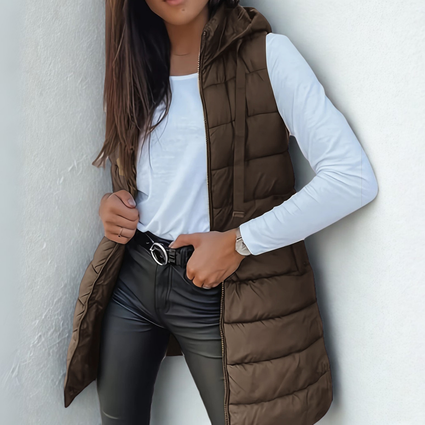 Lange Daunenweste Damen Warm Elegant