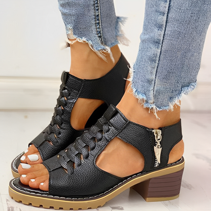 Damen Sandaletten Peep-Toe Hochhackig Elegant