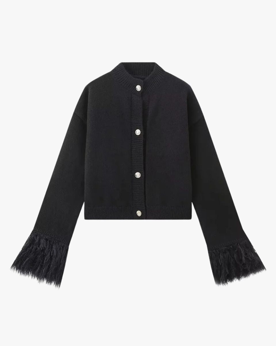 Strickjacke Damen mit Knöpfen und Puffärmeln