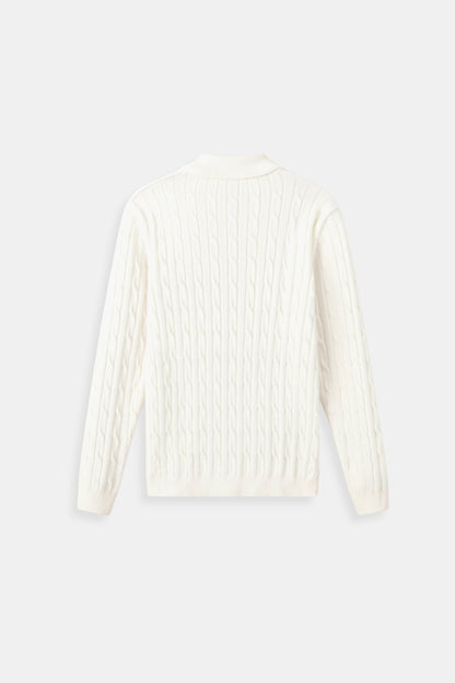Strickpullover Zopfmuster mit Reißverschluss Damengröße