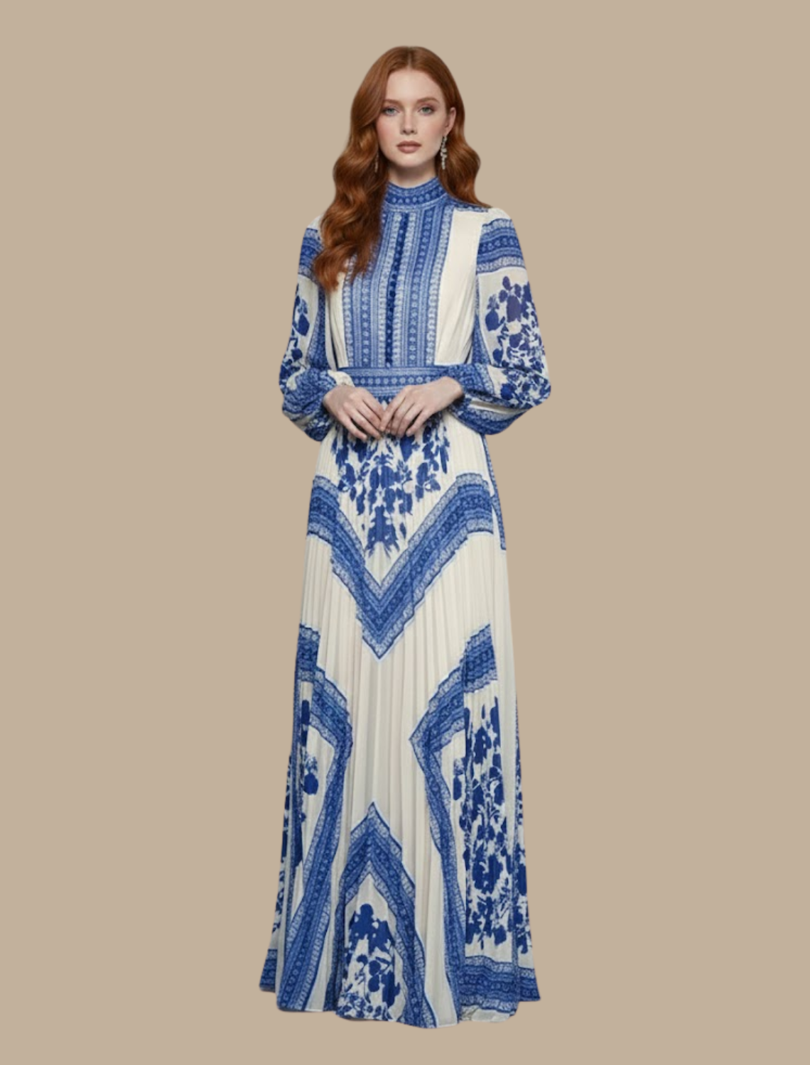 Damen Maxi-Kleid Plissiert Abendkleid Lang