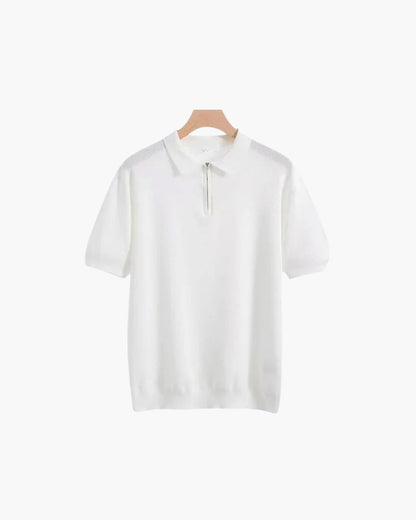 Herren Poloshirt Kurzarm Halbzipp Reißverschluss Strick