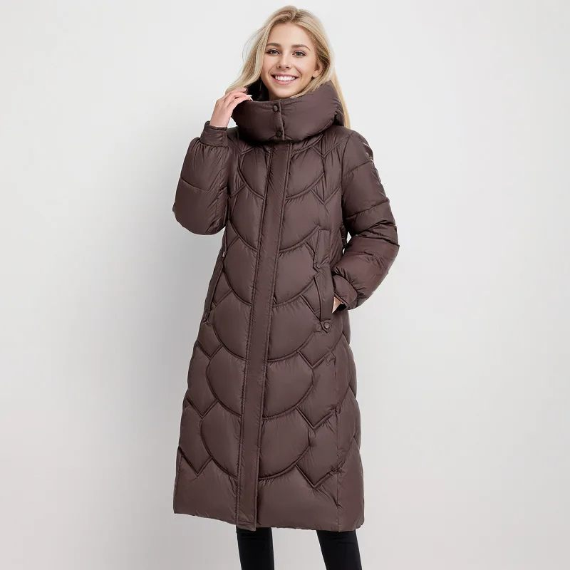 Langer Daunenmantel Steppjacke Winterwarm