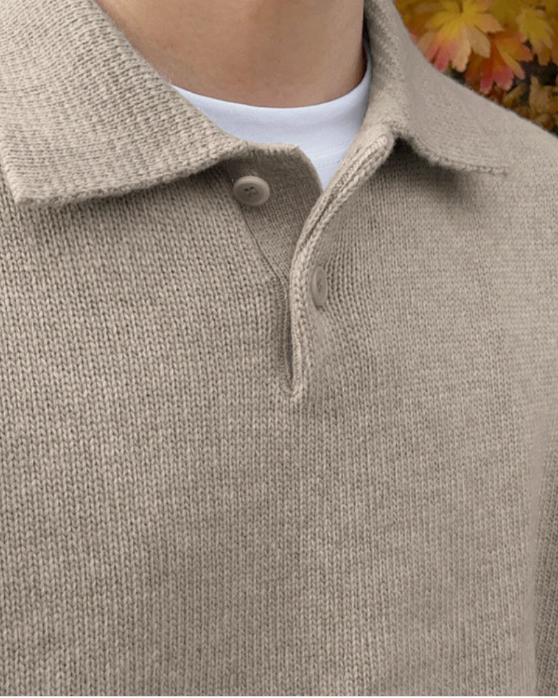 Herren Strickpullover Warm aus Wolle mit Polokragen