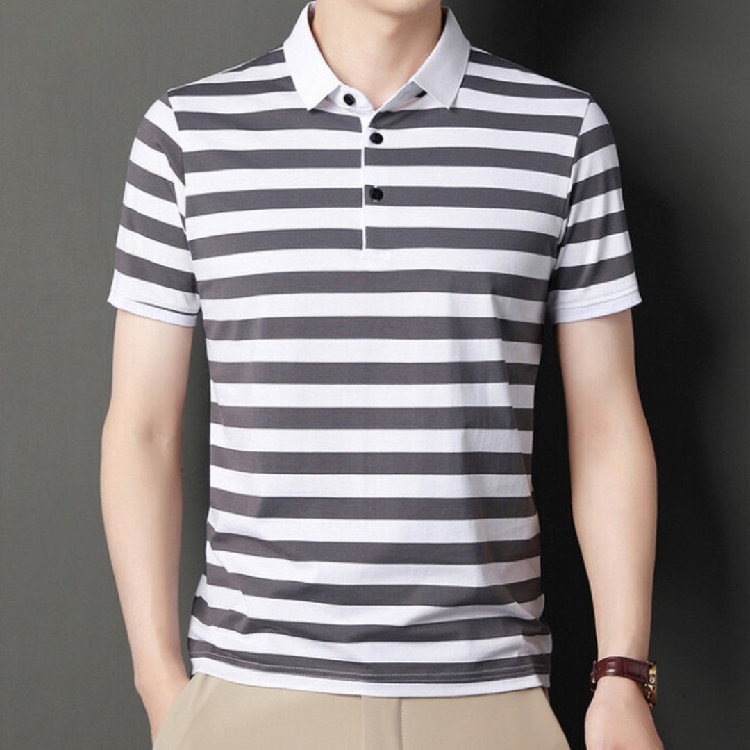 Männliches Polo Shirt Streifen Klassisch Slim Fit