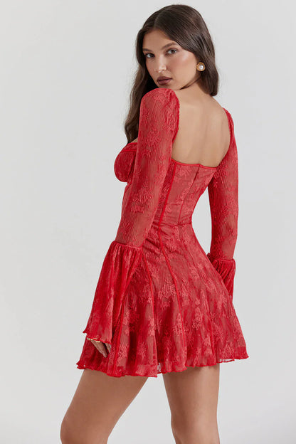 Elegantes Minikleid mit A-Linie und Puffärmeln