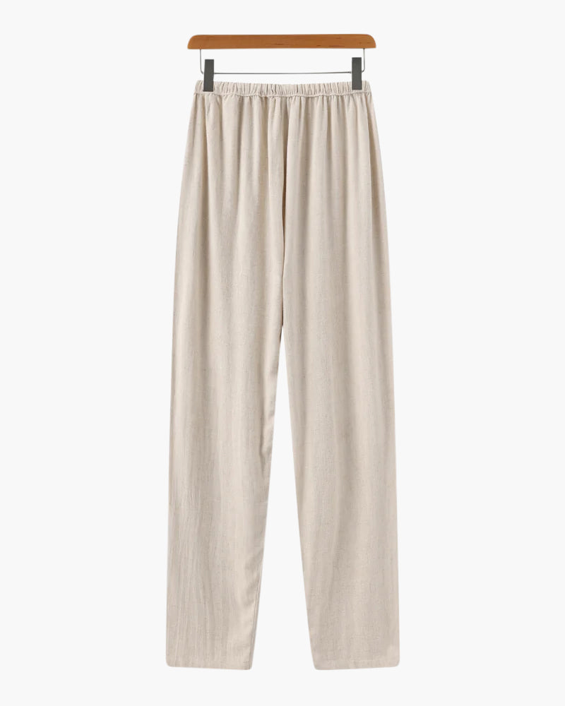 Herren Leinenhose Slim Fit Leicht Sommer Beige