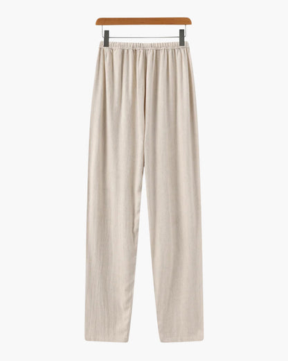Herren Leinenhose Slim Fit Leicht Sommer Beige