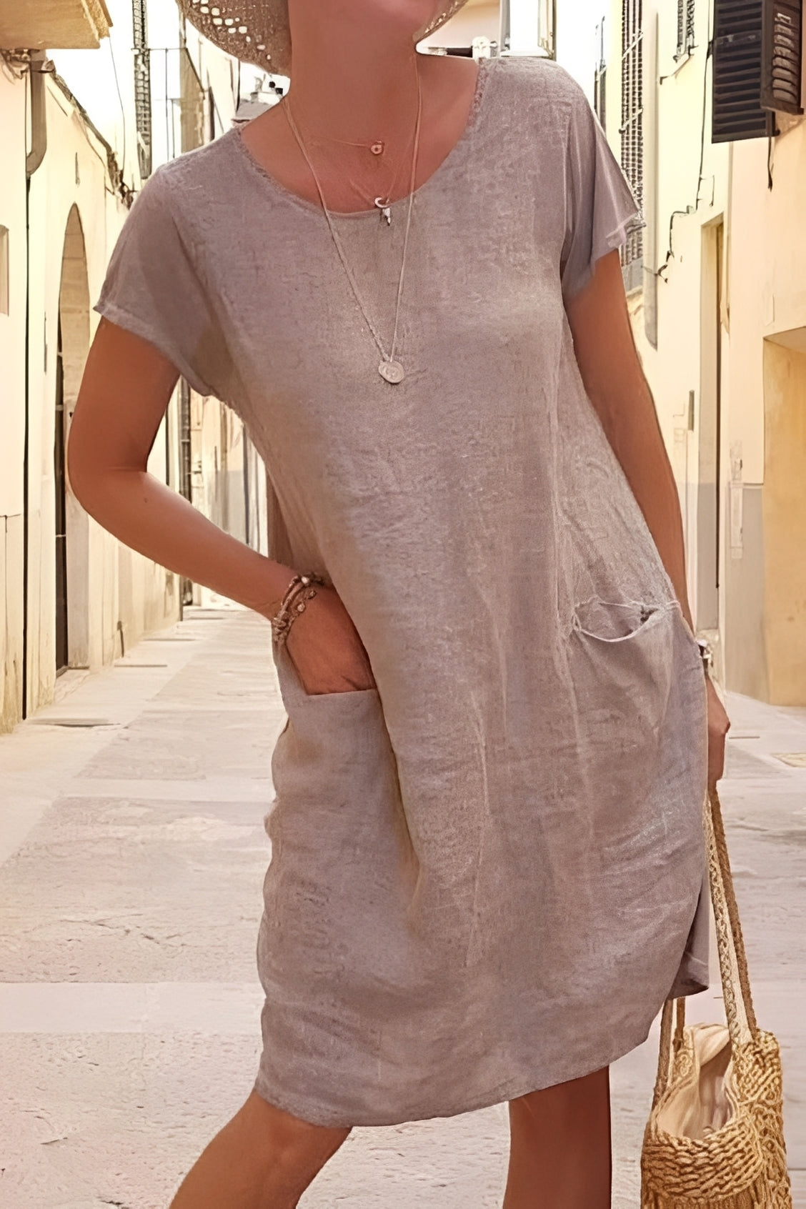 Kurzarmkleid Damen Sommerkleid Leicht Lockeres