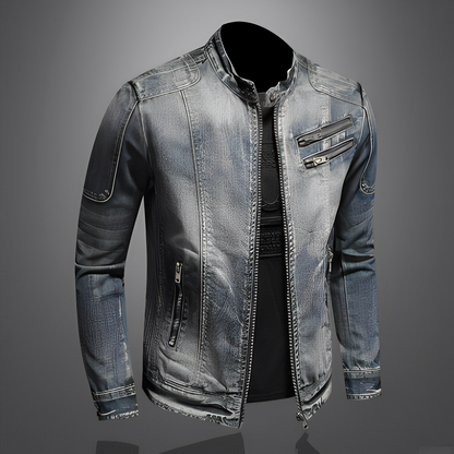 Männer Jeansjacke Stylisch Mit Taschen Schwarz