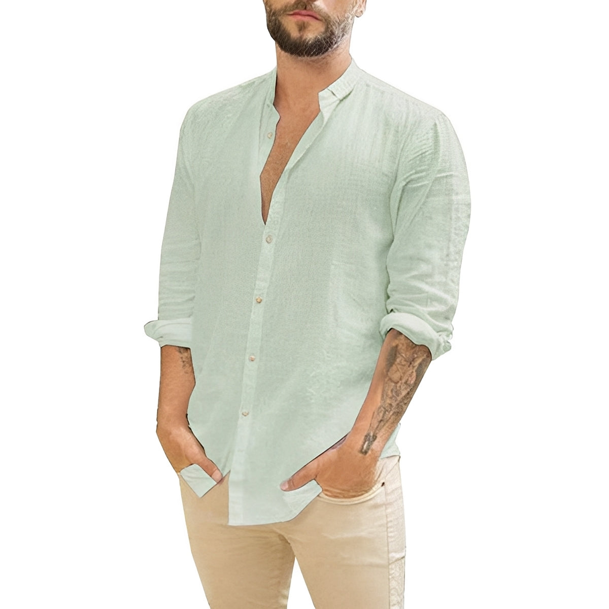Einfaches Herrenhemd mit Knöpfen Slim Fit