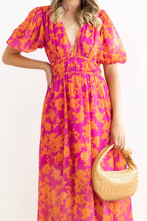 Langärmeliges Maxi-Kleid mit Liebe-Print