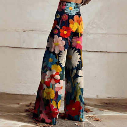 Damenhose Blumenmuster Locker Geschnitten Frauenhose