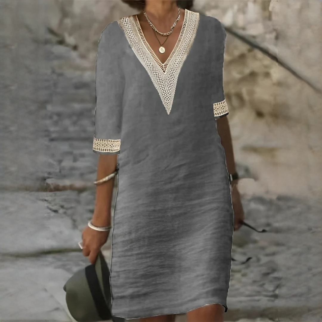Sommerkleid Damen Elegant V-Ausschnitt Kurz