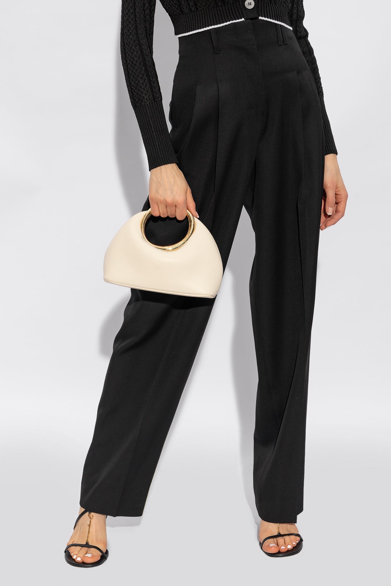 Vegan Leder Ringtasche Designer Stil Goldener Griff