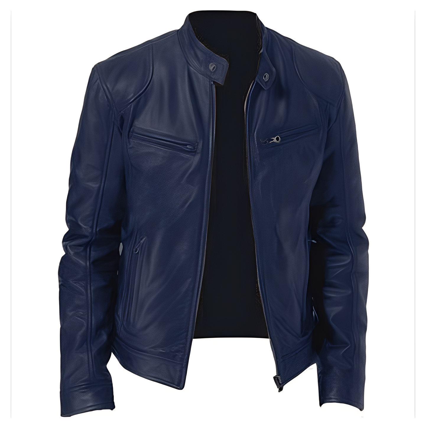 Lederjacke Männer PU Ledermantel Schwarz Modern