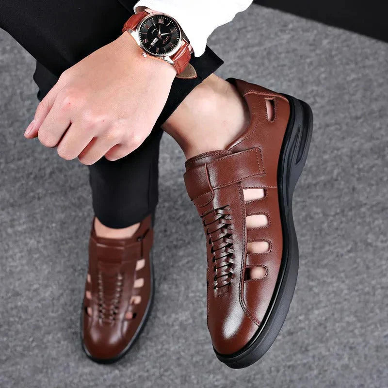 Herren Leder Sandalen Business Style Elegante Schuhe - BerlinGlamour