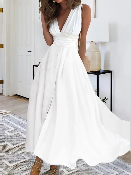 Elegantes Abendkleid Lang V-Ausschnitt Überkreuzt Damen - BerlinGlamour