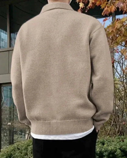 Herren Strickpullover Warm aus Wolle mit Polokragen