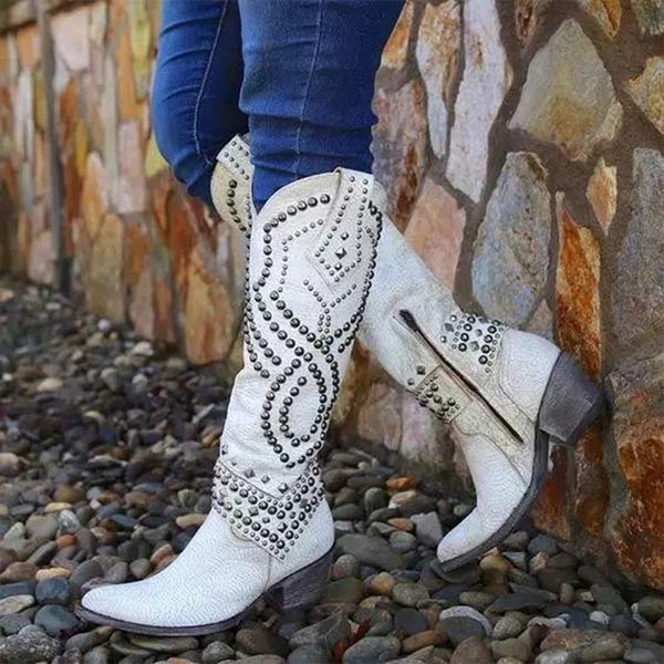 Damen Stiefeletten Nieten High Heels Schuhe