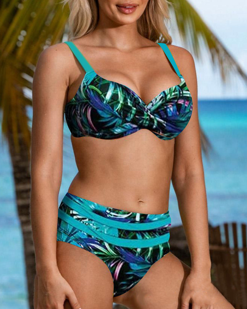 Bikini Tailliert Blumenmuster Sommer