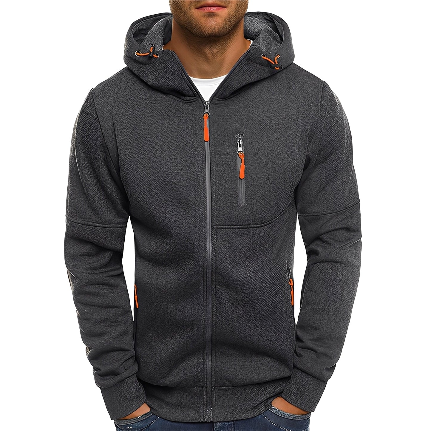 Herren Fleecejacke Modern mit Kapuze Warm
