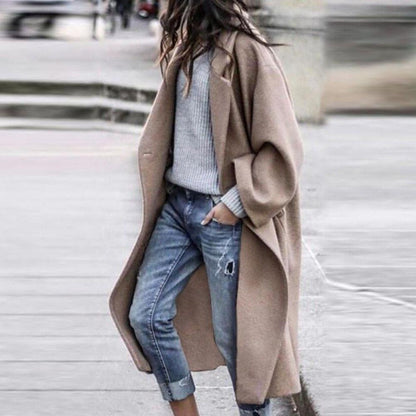 Lang Damen Trenchcoat mit Kapuze Schwarz