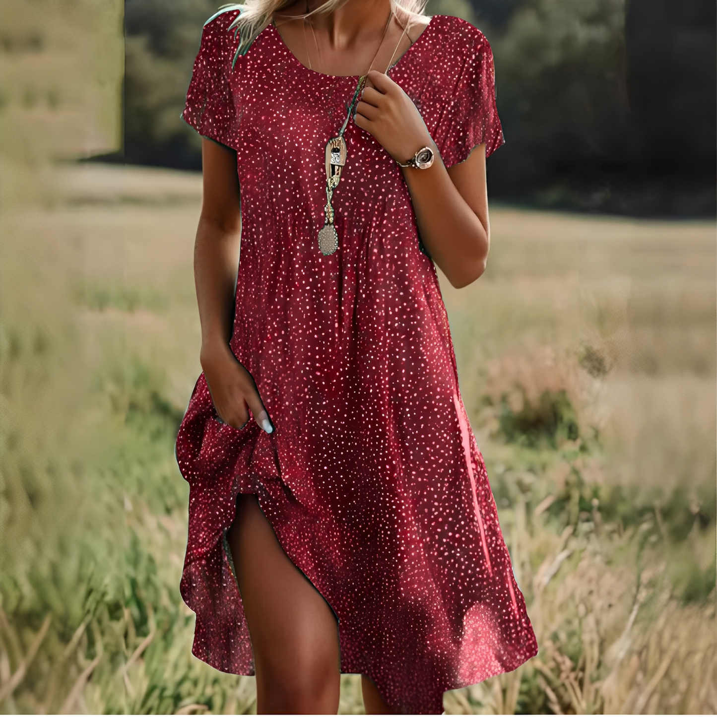 Damenkleid Kurzärmelig Elegantes Sommerkleid