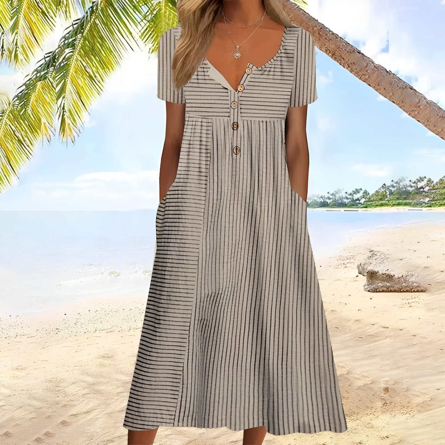 Langes Damenkleid mit Print Sommerkleid Leicht