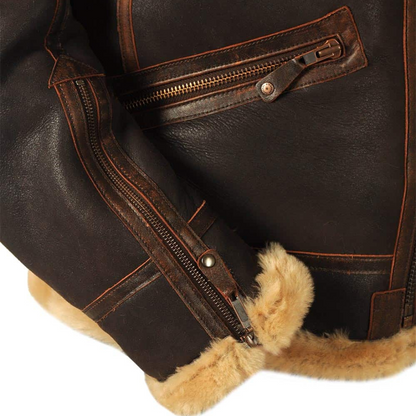 Leder Pilotenjacke Stilvoll Schwarz