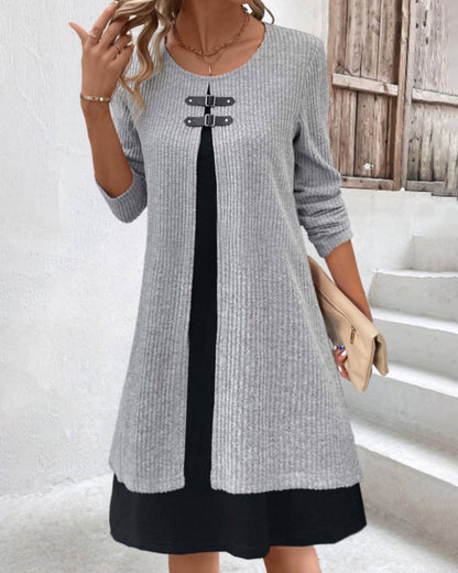 Elegantes Rippenkleid Langärmlig Damenkleid - BerlinGlamour