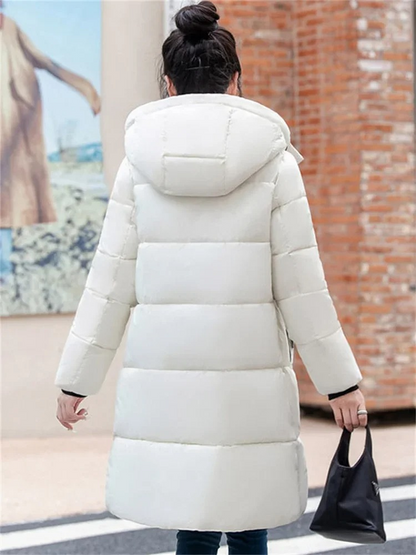 Khakijacke Damen Pufferjacke Kapuze Reißverschluss