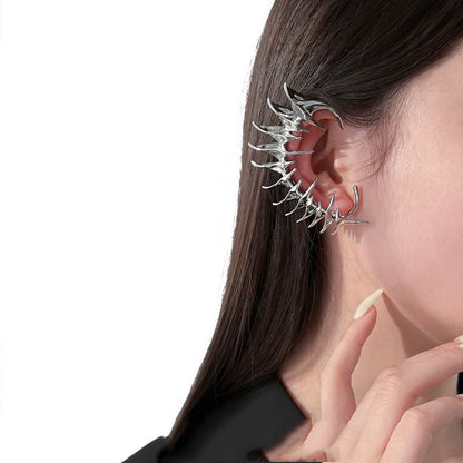 Cyberpunk Ohrring Clip Skelett Spitze Edelstahl