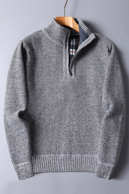 Herren Strickpullover Reißverschluss Warm Bequem
