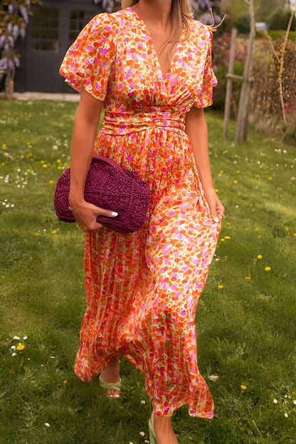 Damen Maxikleid Blumendruck Sommer Farben