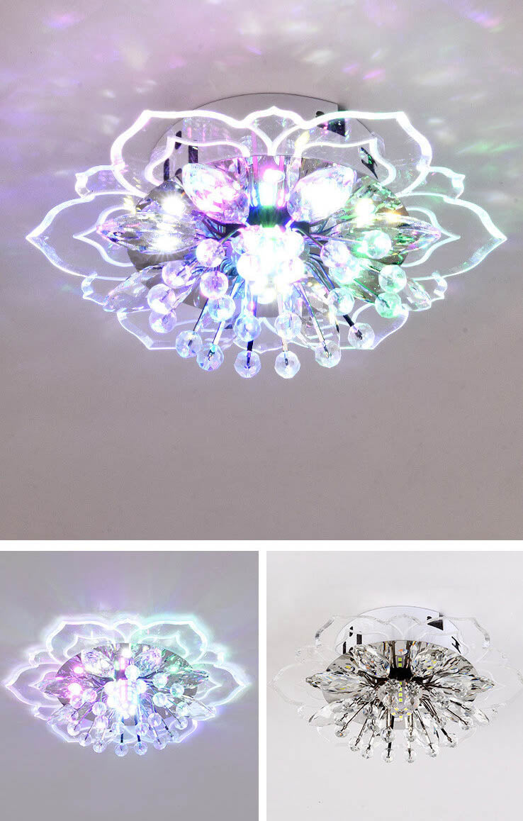 LED Kristall Deckenleuchte Blumenförmig Moderne Dimmbar