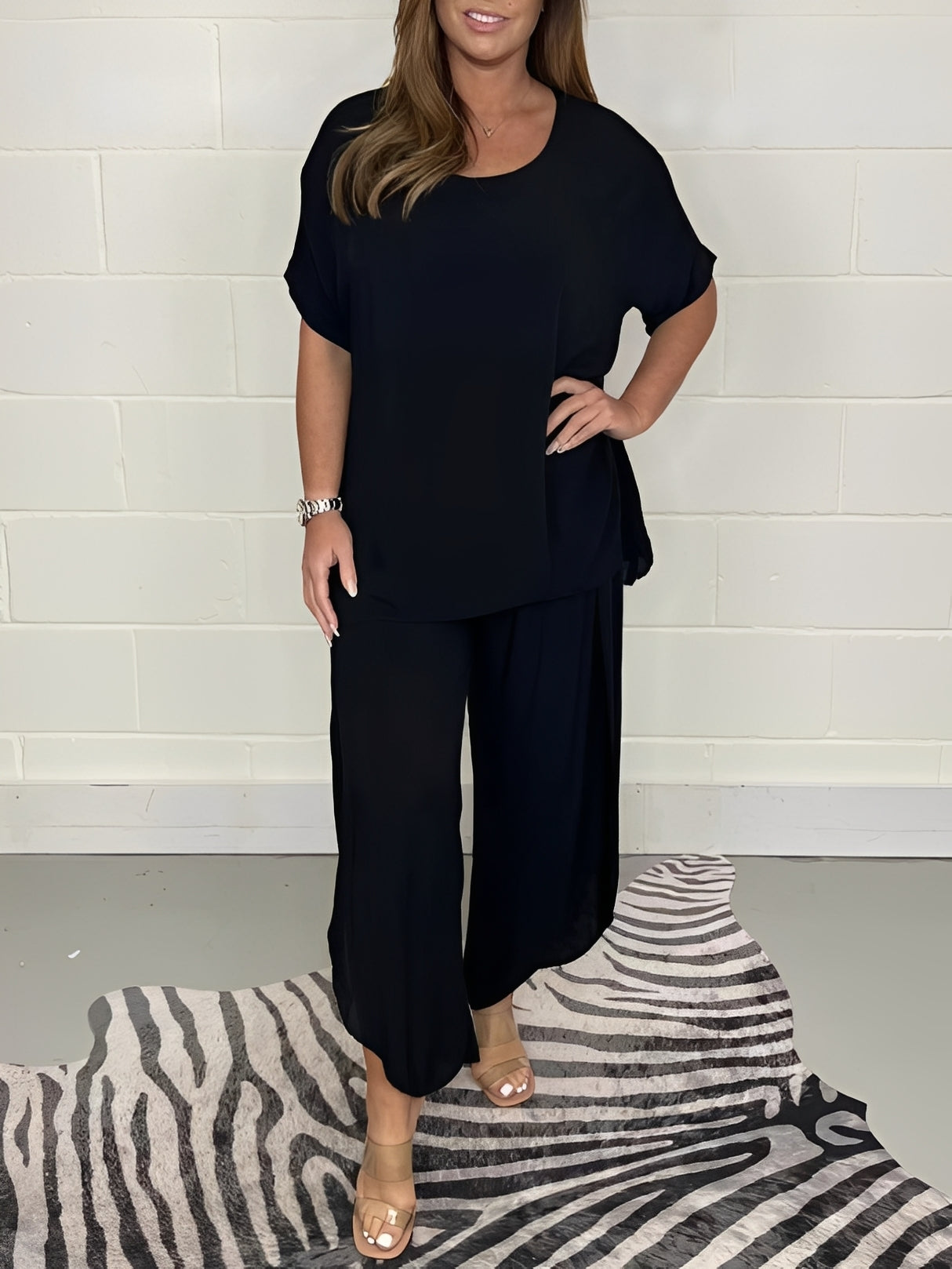 Damen Set Zweiteilig Lässig Lockeres Oberteil und Hose