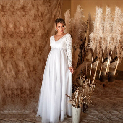 Schwangere Maxikleid Elegant Spitze Lang