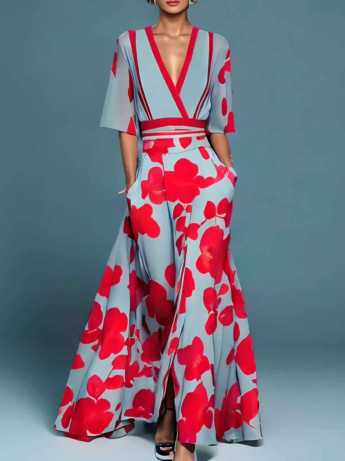 Elegantes Blumenkleid Damenkleid Ausgefallen Sommer - BerlinGlamour