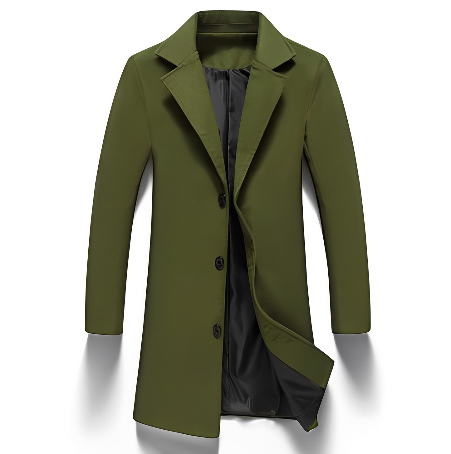 Eleganter Männer Wollmantel Formal Schwarz